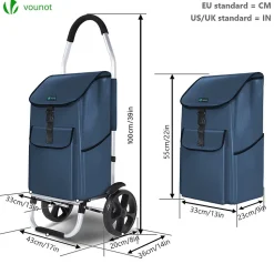 Chariot de course pliable aluminium 2 roues bleu marine VOUNOT