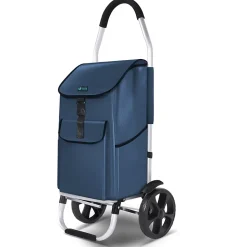 Chariot de course pliable aluminium 2 roues bleu marine VOUNOT