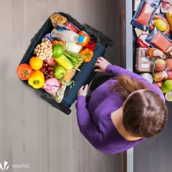 Chariot de course pliable aluminium 2 roues bleu marine VOUNOT