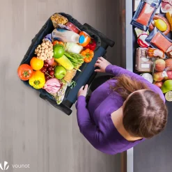 Chariot de course pliable aluminium 2 roues avec sac isotherme bleu marine VOUNOT