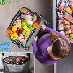 Chariot de course pliable monte escalier aluminium avec crochets gris VOUNOT