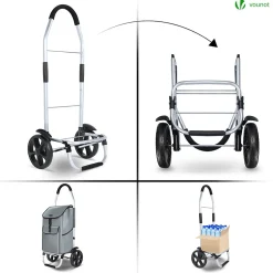 Chariot de course pliable aluminium 2 roues gris VOUNOT