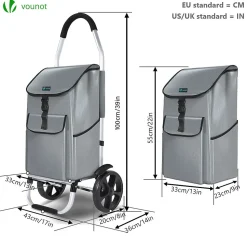 Chariot de course pliable aluminium 2 roues gris VOUNOT