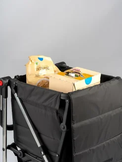 Chariot de course pliable 4 roues bleu marine Rolser