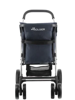 Chariot de course pliable 4 roues bleu marine Rolser