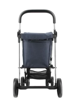 Chariot de course pliable 4 roues bleu marine Rolser