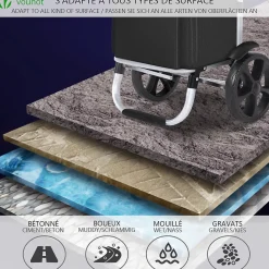 Chariot de course pliable aluminium 2 roues noir VOUNOT