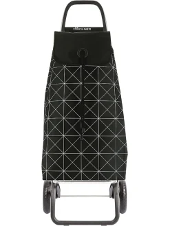 Chariot de courses 2 roues Rolser Imax noir et blanc à motif géométrique 43L H.104 x l.41 x P.32,5cm