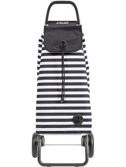 Chariot de courses Imax 2 roues Rolser rayé noir et blanc