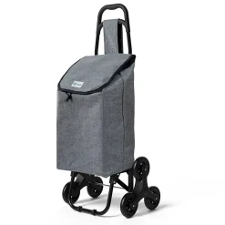 Chariot de courses pliable monte escalier style oxford gris VOUNOT