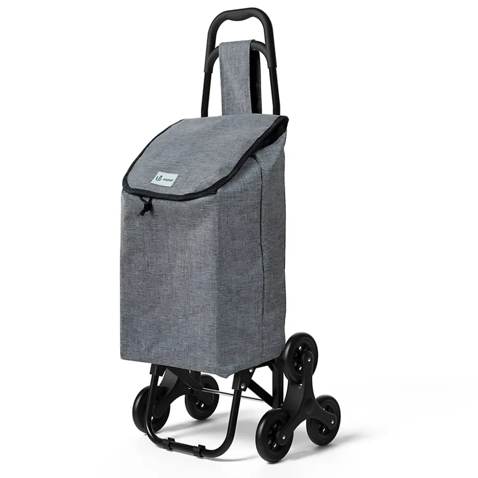 Chariot de courses pliable monte escalier style oxford gris VOUNOT