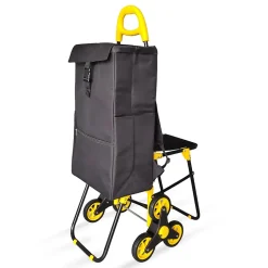 Chariot de courses pliable avec siege Jaune VOUNOT