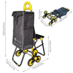 Chariot de courses pliable avec siege Jaune VOUNOT