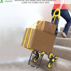 Chariot de courses pliable avec siege Jaune VOUNOT