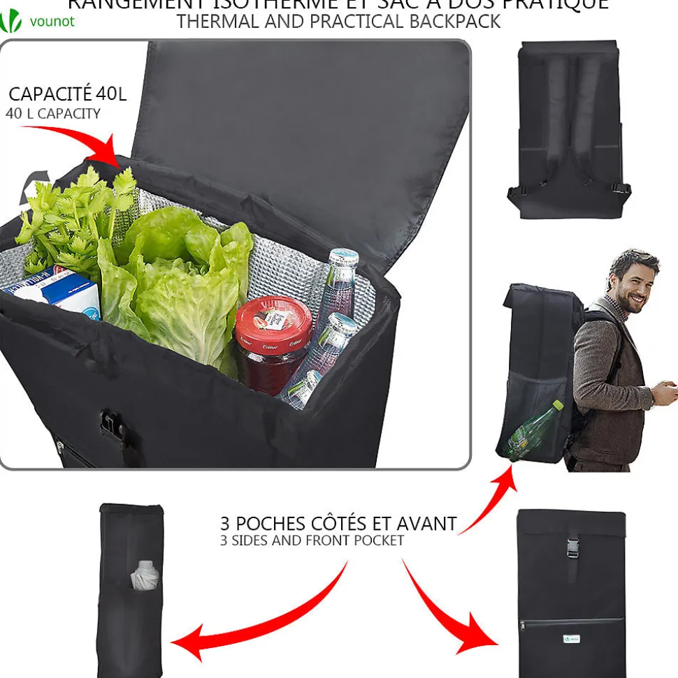 Chariot de courses pliable avec siege Jaune VOUNOT