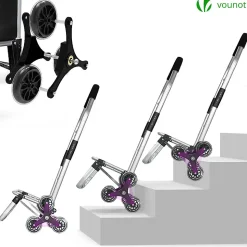 Chariot de courses pliable monte escalier aluminium noir VOUNOT