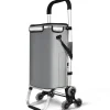Chariot de courses pliable monte escalier aluminium avec sac isotherme gris VOUNOT