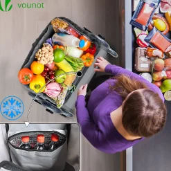 Chariot de courses pliable monte escalier aluminium avec sac isotherme gris VOUNOT