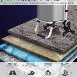 Chariot de courses pliable monte escalier aluminium avec sac isotherme gris VOUNOT