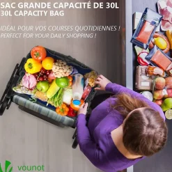 Chariot de courses pliable monte escalier bleu VOUNOT