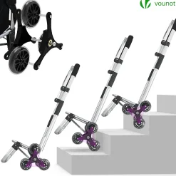 Chariot de courses pliable monte escalier aluminium avec sac isotherme noir VOUNOT