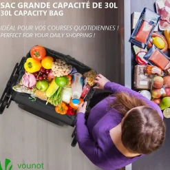 Chariot de courses pliable monte escalier style oxford noir VOUNOT