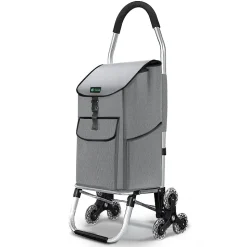 Chariot de courses pliable monte escalier aluminium gris VOUNOT