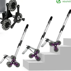 Chariot de courses pliable monte escalier aluminium gris VOUNOT