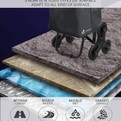 Chariot de courses pliable monte escalier noir VOUNOT