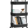 Chariot de Rangement avec 3 Paniers Ciseles Presente 4 roulettes Universelles 2 avec Frein 20KG de Support de Poids Noir