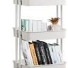 Chariot de Rangement avec 3 Paniers Ciseles Presente 4 roulettes Universelles 2 avec Frein 20KG de Support de Poids Blanc