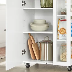 Chariot de Service à Roulettes,Meuble de Rangement Cuisine et Salon,Blanc,FKW75-WN,SoBuy