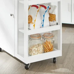 Chariot de Service à Roulettes,Meuble de Rangement Cuisine et Salon,Blanc,FKW75-WN,SoBuy