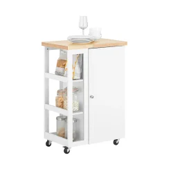 Chariot de Service à Roulettes,Meuble de Rangement Cuisine et Salon,Blanc,FKW75-WN,SoBuy