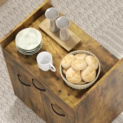 Chariot de service desserte de cuisine à roulettes tiroir placard 2 portes étagère aspect bois vieilli