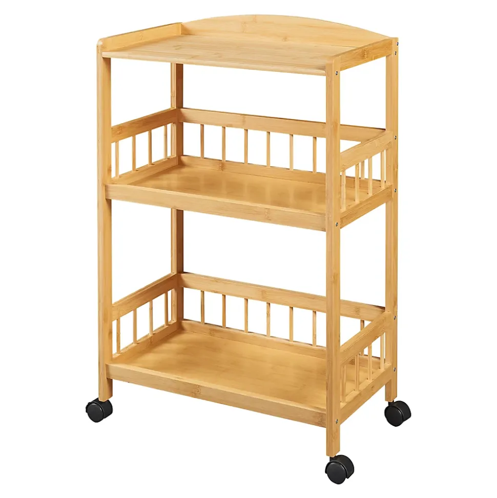 Chariot de service Huddinge bambou 80 x 53 x 30 cm naturel noir en.casa