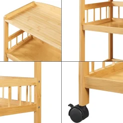 Chariot de service Huddinge bambou 80 x 53 x 30 cm naturel noir en.casa