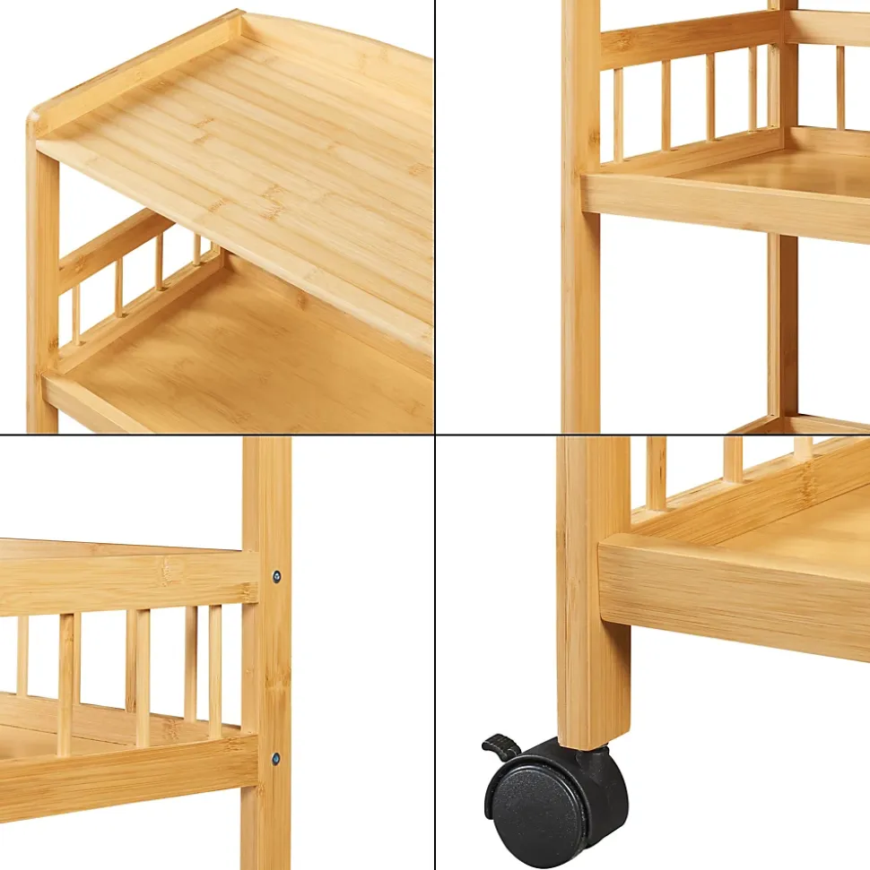 Chariot de service Huddinge bambou 80 x 53 x 30 cm naturel noir en.casa