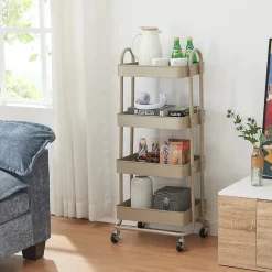 Chariot de service Pyhäntä à 4 paniers acier 104 x 46 x 35 cm camel en.casa