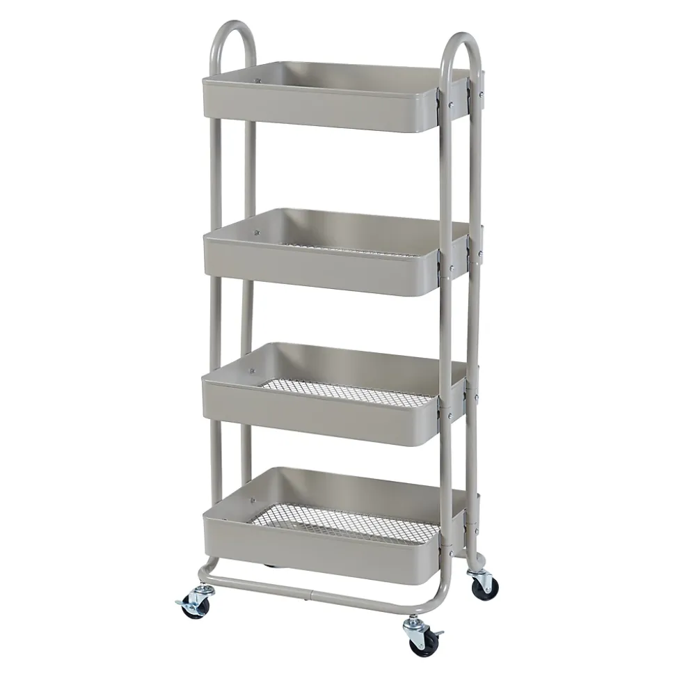 Chariot de service Pyhäntä à 4 paniers acier 104 x 46 x 35 cm camel en.casa