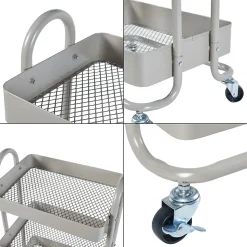 Chariot de service Pyhäntä à 4 paniers acier 104 x 46 x 35 cm camel en.casa