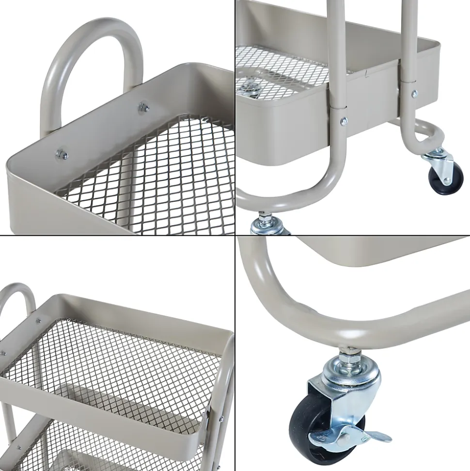 Chariot de service Pyhäntä à 4 paniers acier 104 x 46 x 35 cm camel en.casa