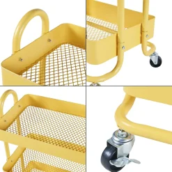 Chariot de service Pyhäntä à 4 paniers acier 104 x 46 x 35 cm jaune en.casa