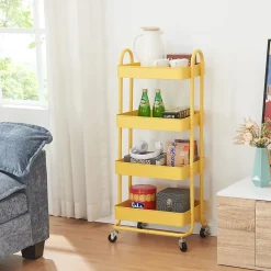 Chariot de service Pyhäntä à 4 paniers acier 104 x 46 x 35 cm jaune en.casa