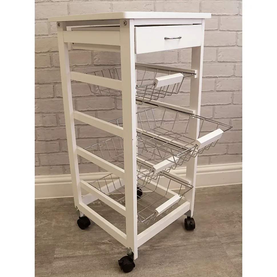 Chariot, desserte de cuisine St Helens Home and Garden, avec 4 roulettes et 4 paniers métallique GH404