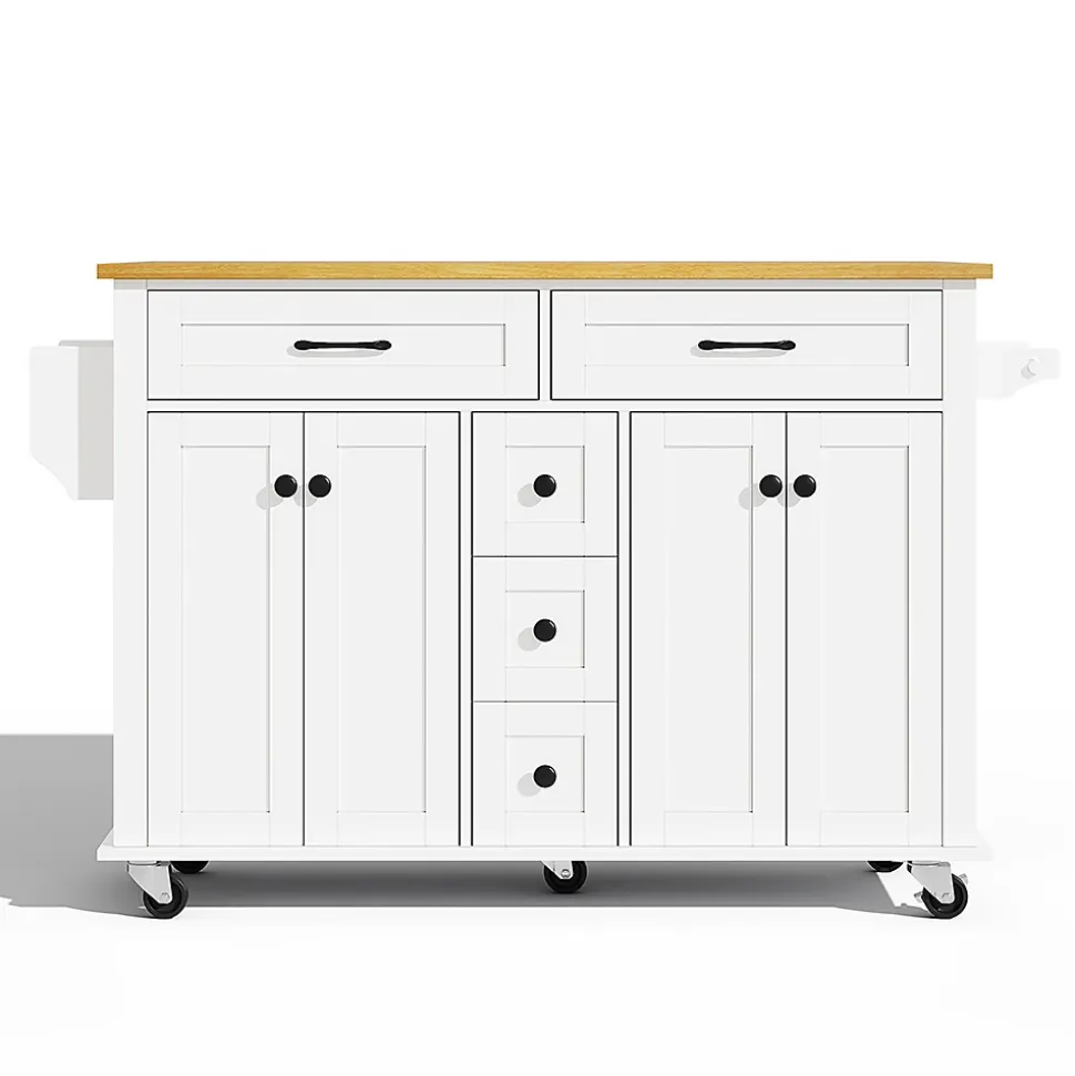 Chariot multifonction 120x65cm, 5 tiroirs/armoires, porte-épices, roulettes, cuisine/salon