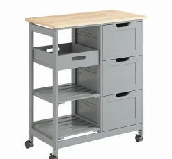 Chariot Service, Desserte Cuisine, Table Roulante, Meuble Rangement, Gris,FKW79-HG SoBuy