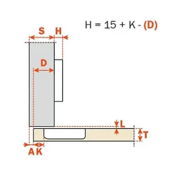 Charnière invisible série 100 à visser pour porte mince 10mm bras droite finition argentée - SALICE - C1A6A99