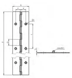 Charnière piano à nœud roulé en acier laitonné - Monin - 32 mm