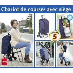 Charot de courses avec siège - Sac isotherme 35 L